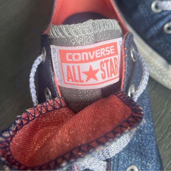 CONVERSE METALLIC BLUE SNEAKERS GIRLS SIZE 3 - Picture 5 of 11